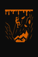 Orange silhouette of a climber on a black background